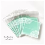 【再販】70㎜×70㎜+30㎜ ラッピング用 opp袋・使い切りパック❤︎グリーンレース❤︎30pcs-122
