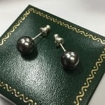 シルバー スワロフスキーパールピアス  真珠 レディースピアス ブラックパール
