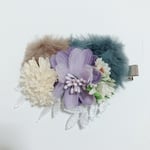 ファーとお花のヘアクリップ