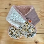 キッズマフラー＊蝶のくるみボタンとアラン柄