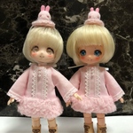 オビツ11用○うさハット&ピンクのワンピース