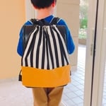 ストライプにマスタード☆ナップサック型体操着入れ持ち手付き 