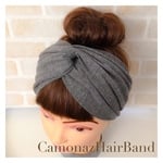 【送料無料】グレーニット クロス型 ヘアバンド ターバン