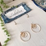 168 ダブルリングと変形ゴールドプレートのピアス  ルハリカ