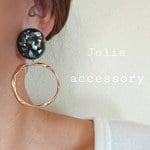 blackシェル 大ぶり メタルリング ピアス イヤリング