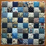 パッチワークマット＊カントリー＊48.5×48.5＊blue＊tea