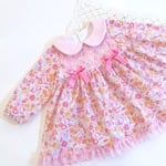☆Handmade☆Ruban mou☆ ♪100cm丸襟花柄ワンピース☆ガーリーラブリー