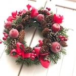 【まもなく完売】林檎とリボンの赤いクリスマスリース