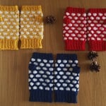 ★☆編み物キット☆★シェル模様の指なし手袋☆★