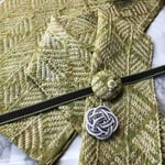 帯揚5点セット 同柄総絞り くるみボタン風 帯留め2個 343