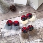 冬を彩るタータン チェック×ミンクファーピアス/イヤリング
