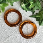 【SALE】ヴィンテージアクリルフープパーツ べっ甲調カラー 2個セット　vintage 