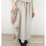 [予約販売] ヨーロッパリネンアンティークフラワー切替ギャザーポケットスカート
