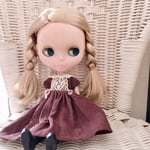 【受注製作】ブライス ドール用 コーデュロイ ワンピース（ブラウン） リカちゃん アウトフィット