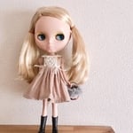 【受注製作】ブライス ドール用 コーデュロイ ミニ ワンピース（ミルクティーベージュ） リカちゃん アウトフィット
