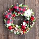   Xmas◇クリスマスリース◇足長サンタとタータンチェックL