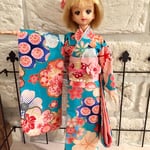 簡単着付け振袖セット 水色×桃色