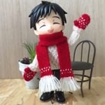オビツ11サイズ カシミヤ マフラー ミトン セット いちご
