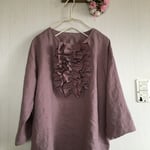  フレンチリネンのドロップショルダープルオーバー