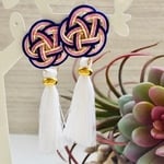 水引・梅結びのシルクタッセルピアス／サージカルステンレスピアス お正月・お祝い・初詣・和装
