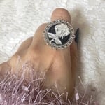 <ブラック>シルバーローズリング