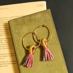 ミニチュア バイカラータッセルイヤリング(PURPLE×PINK)