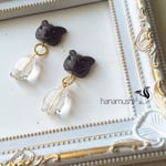 🌸新作🌸梟とクリアタンブルビーズのピアス/イヤリング