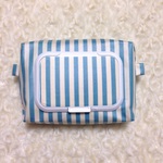 ボーダー水色／おしりふきケース・ウェットティシュケース