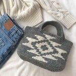 冬のオルテガ柄トートバッグ グレー×アイボリー