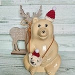 クリスマス。三角帽子としろくまさんポシェットセット☆しろくま貯金箱