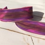 最高級フランスリボン【38mm幅 ワイヤー  1m単位  測り売り】[71916-739-38]   ストライプ両面リボン   パープル
