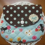 移動ポケット＊はんかちポーチ＊猫とお花/水玉/キルティング