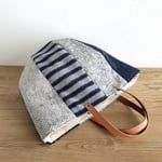 布合わせのまぁるいbag☆あったかネイビー×グレー