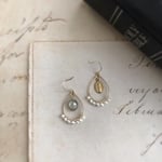 14kgf ラブラドライト×メダイ【pearl-drop】ピアス／イヤリング