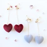 大人ベロアハート..♡　ゆれるピアス/樹脂ノンホールピアス（イヤリング）