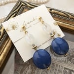 イタリア製 ネイビー の大ぶりピアス/大ぶりイヤリング 