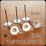 送料無料＊16個＊ニッケルフリー♡ステンレス 6mm カン付き 丸皿 ピアス シルバー