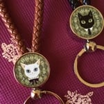 猫イラストのキーリング◆送料無料◆名入れサービス