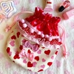 ハートとリボンのきんちゃく