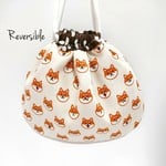 リバーシブル巾着  柴犬×肉球柄