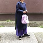 (再5)スリットロングワンピース(ネイビー）
