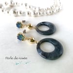 スワロとアクリルリングのピアス     ＊ディープグリーン＊