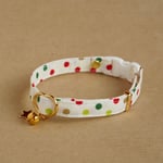 【猫用・３サイズから選べる】ドットの首輪（カラフル・ホワイト）