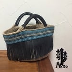 麻バッグ★ネイティヴ柄テープ✖︎フリンジ