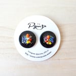 〈ピアス〉ブラックカラフルビーズサークル