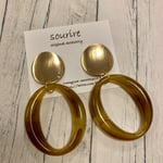 ゴールド✖️ブラウンオーバルピアス／イヤリング