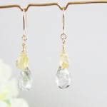 アクチノライトインクォーツ＆ヘリオドール・ピアス　天然石