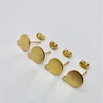【463】ステンレス カン付き 平皿ピアス ゴールド 4個