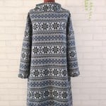 ☆冬新作☆　ノルディック裏起毛ニットのハイネックシンプルワンピ　ブルー系