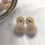 vintage pink beigeファーピアス/イヤリング